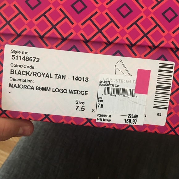 NEW!! Tory Burch ‘majorca’ logo peep toe wedge - Picture 8 of 8